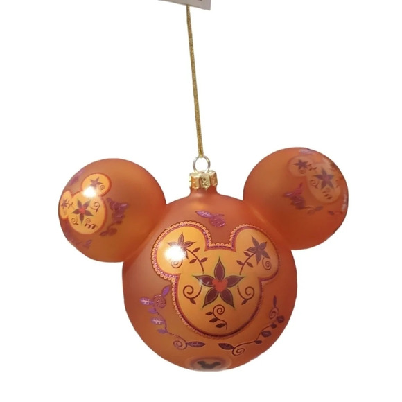 New Disney Store Mickey Mouse Paisley Bohemian Glass Ornament - Picture 1 of 8